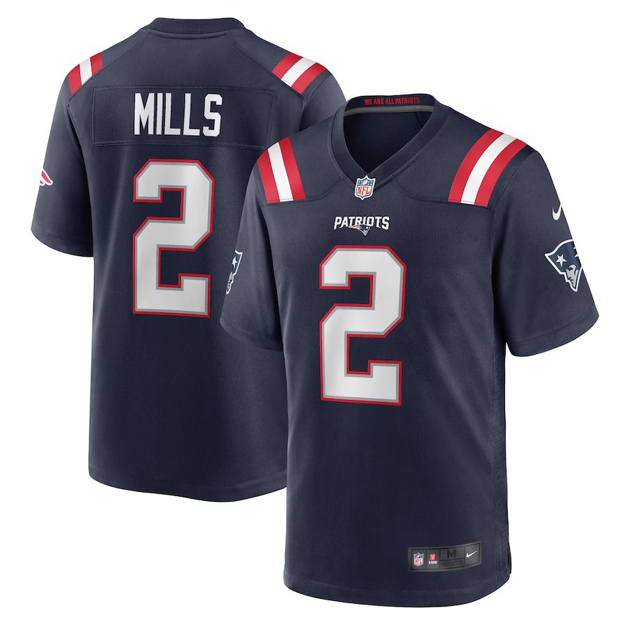 Men New England Patriots #2 Jalen Mills Nike Navy Game Player NFL Jersey